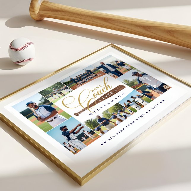 Affiche Best Baseball Coach Ever Team Sports Photo Collage (Best Baseball Coach Ever Team Sports Photo Collage Poster)