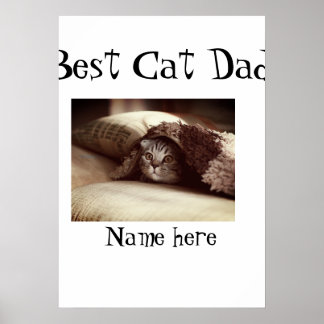 Affiche best cat dad photo name fathers day pet dad daddy 