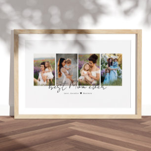 Affiche Best Mom Ever Modern Script 4 Photos Collage Cadea