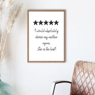 Affiche Best Mom Love 5 Star Avis Texte personnalisé