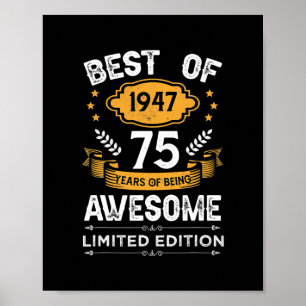Affiche Best of 1947 75 Years Old Toxits 75th Birthday