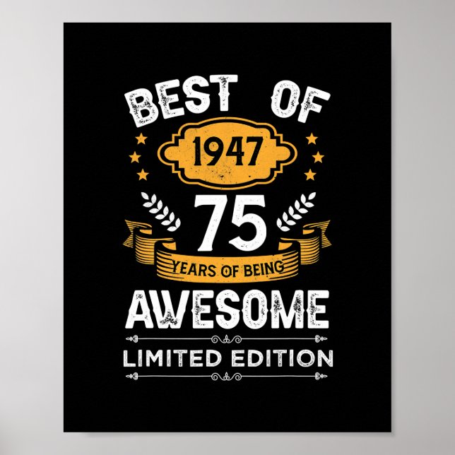 Affiche Best of 1947 75 Years Old Toxits 75th Birthday (Devant)