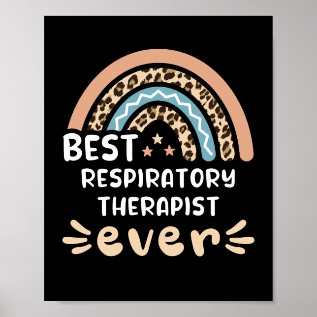 Affiche Best Respiratory Therapist ever Leopard Rainbow Gi (Devant)