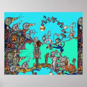 AFFICHE BESTIAIRE MÉDIÉVAL GUERRE, CHEVALIERS, ESCARGOTS G