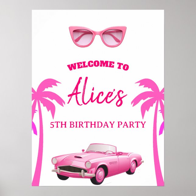 Affiche Besties Malibu Pink Doll Plage Anniversaire (Devant)
