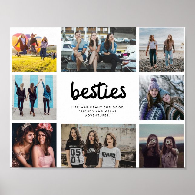 Affiche Besties Meilleur ami Citation Collage photo (Devant)