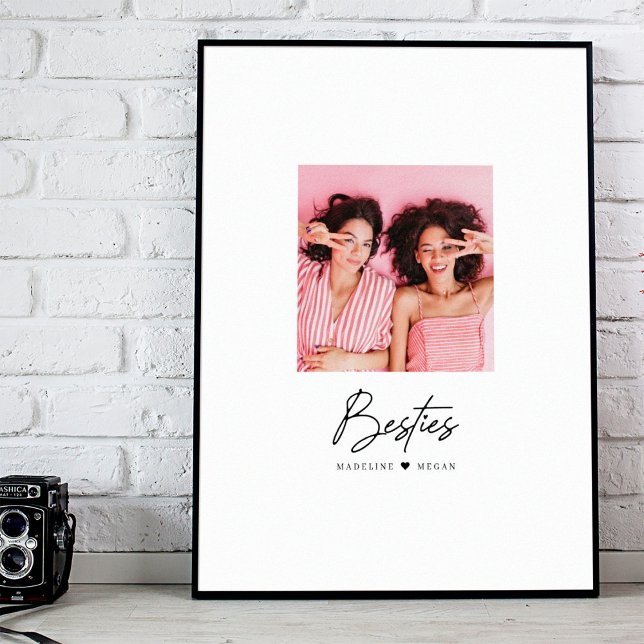 Affiche Besties Script Photo Best Friends Heart Custom (Créateur téléchargé)