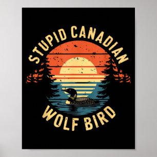 Affiche Bête canadien drôle loup oiseau fou hockey