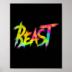 Affiche Bête de gym Bodybuilding Humour Tie Dye Pesée