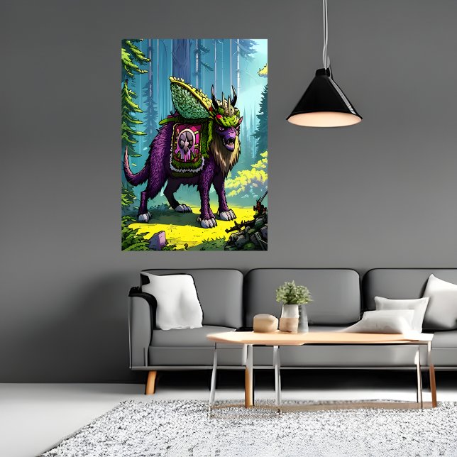 Affiche Bête pourpre effrayante dans la forêt | AI Art Pos (Créateur téléchargé)