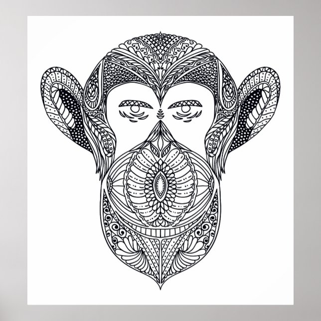 Affiche Bête Sauvage Du Doodle De Forêt 2 (Devant)