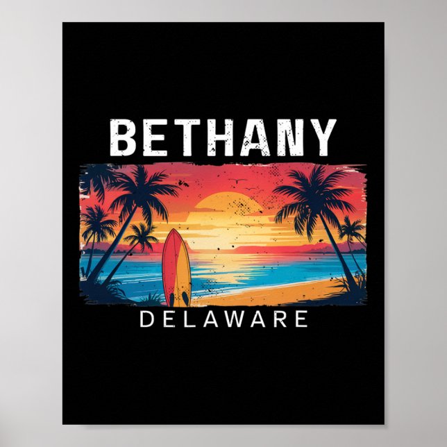 Affiche Bethany Beach Delaware Hommes Femmes Surfant  (Devant)