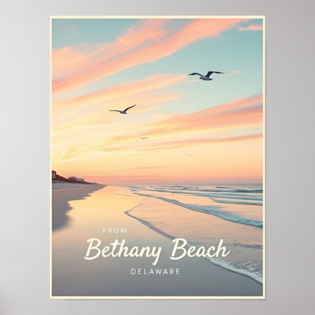 Affiche Bethany Beach, Delaware – Paysages de plage calmes (Devant)