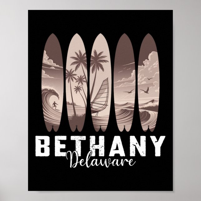 Affiche Bethany Beach Delaware Planche de surf Hommes Femm (Devant)