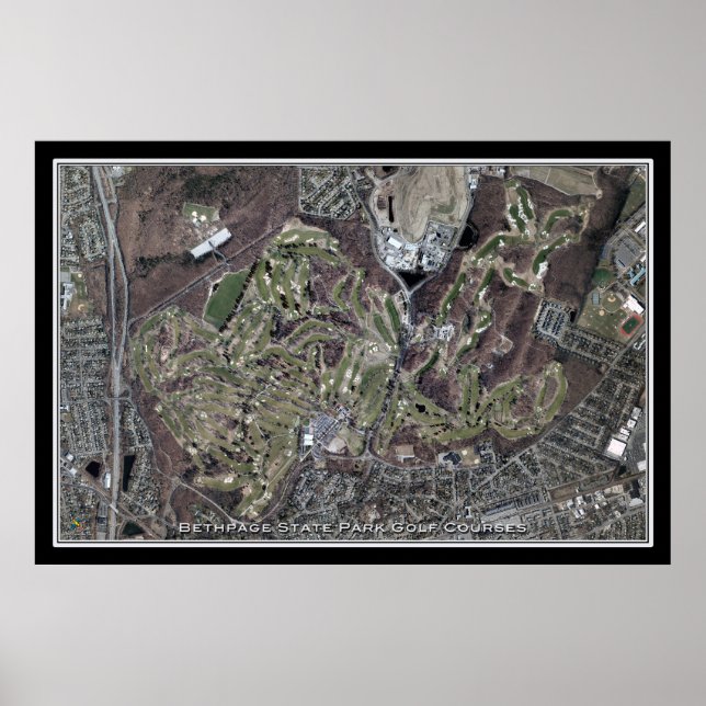 Affiche Bethpage State Park Golf Course NY Carte satellite (Devant)