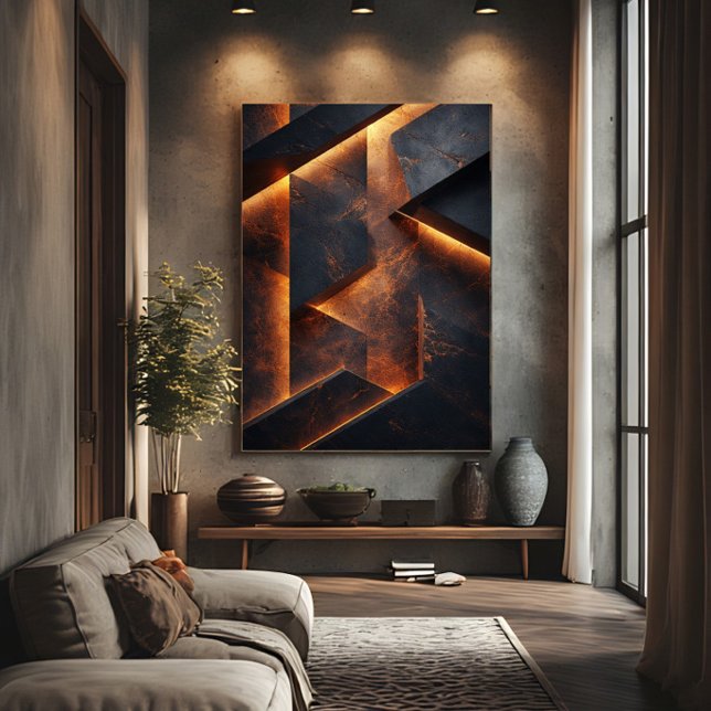 Affiche Béton Orange Foncé Abstrait Futuriste (Créateur téléchargé)