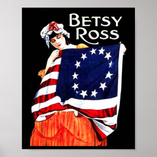 Affiche Betsy Ross American Flag 1776 Art 4 juillet Cadeau