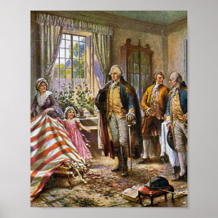 Affiche Betsy Ross montre le drapeau américain George Wash