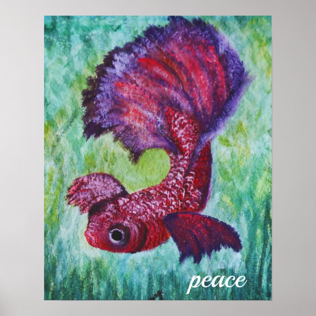 Affiche Betta poisson aquarelle art contemporain (Devant)