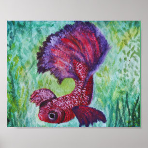 Affiche Betta poisson aquarelle art contemporain