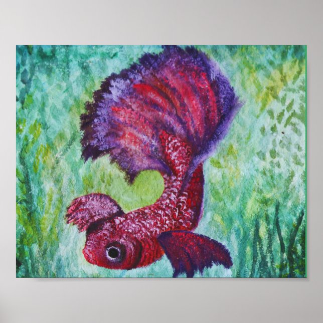 Affiche Betta poisson aquarelle art contemporain (Devant)