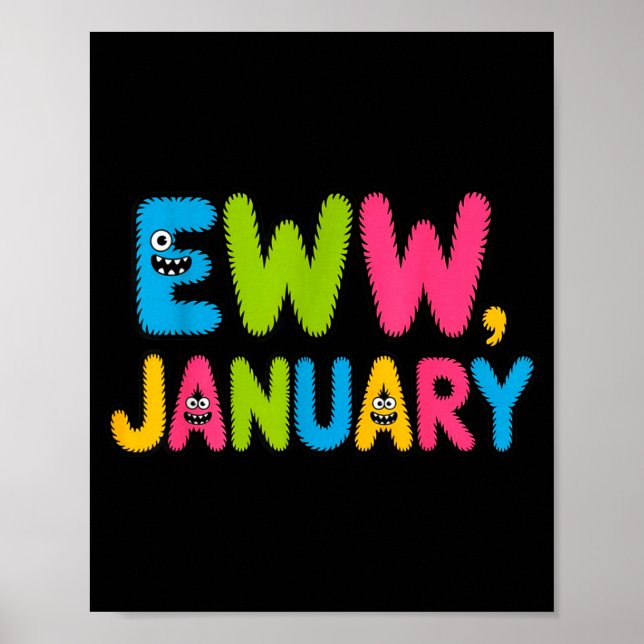 Affiche Beurk janvier drôle Nouvelle Année Citation Mignon (Devant)