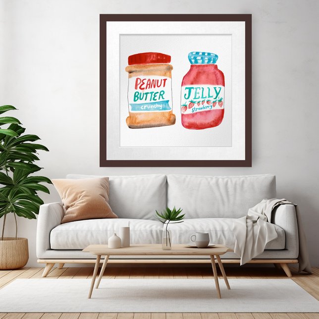 Affiche Beurre d'arachide & Jelly Aquarelle Art (Peanut Butter & Jelly Watercolor Art Poster
)