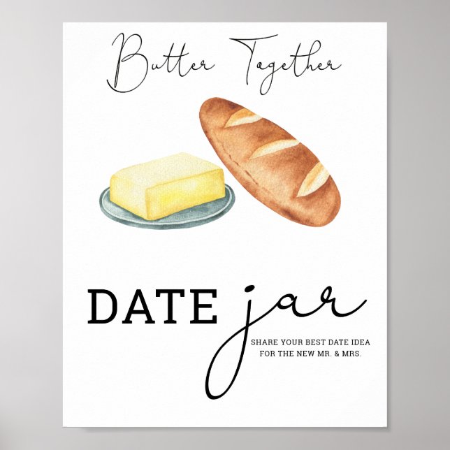 Affiche Beurre ensemble douche nuptiale Date jarre jeu de  (Devant)
