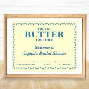 Affiche Beurre Ensemble Jaune & Bleu Vintage Bienvenue