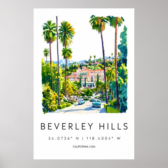 Affiche Beverly Hills Aquarelle 2 (Devant)