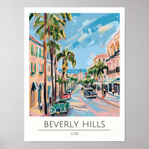 Affiche Beverly Hills USA Illustration Artistique Voyage