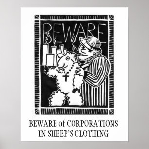 Affiche Beware of Corporations in Sheep's Clothing