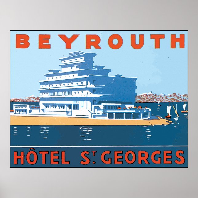 Affiche Beyrouth Hotel St. Georges, Vintage (Devant)