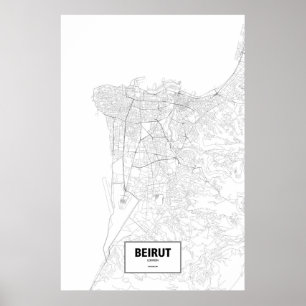 Affiche Beyrouth, Liban (noir sur blanc)