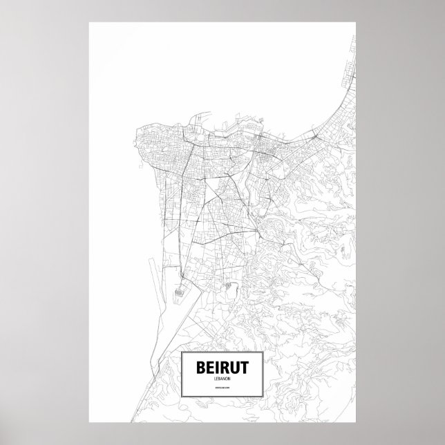 Affiche Beyrouth, Liban (noir sur blanc) (Devant)