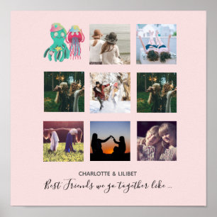 Affiche BFF Photo Collage Jellyfish Octopus Cadeau personn