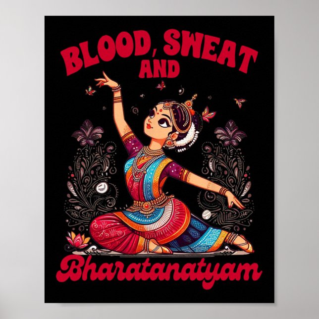 Affiche Bharatanatyam Dansant Sang Indien Une Sueur Et Bha (Devant)