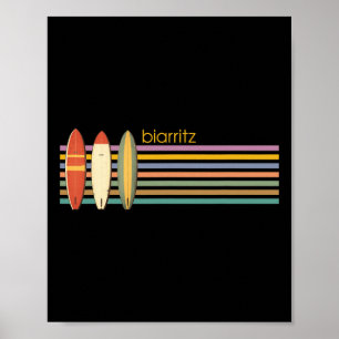 Affiche Biarritz Surf France Surfeur Français Années 70 Vi