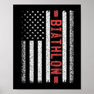 Affiche Biathlon American Flag 4 juillet Biathlon Runner