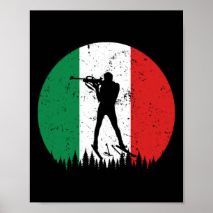 Affiche Biathlon Italie Coupe du Monde Sport d'hiver Terre