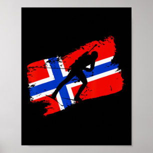 Affiche Biathlon Norvège Drapeau Norvégien Skin de fond