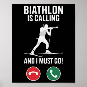 Affiche Biathlon Sport hivernal Ski Riffle tir Biath