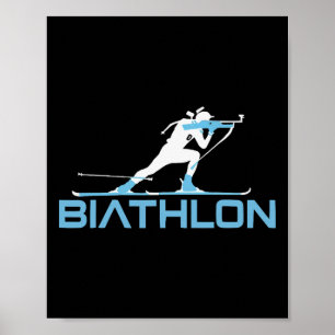 Affiche Biathlon Sport hivernal Ski Riffle tir Biath