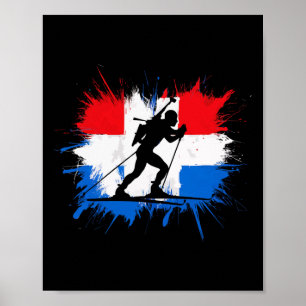 Affiche Biathlon Sport hivernal Ski Riffle tir Biath