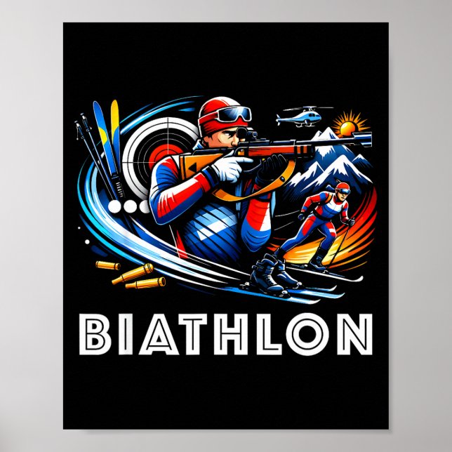 Affiche Biathlon sports d'hiver ski de fond (Devant)