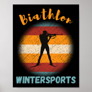 Affiche Biathlon Sports d'hiver Ski de fond Fusil