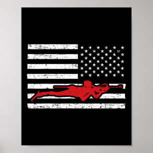 Affiche Biathlon Sports Marathon Skiing Us Drapeau América