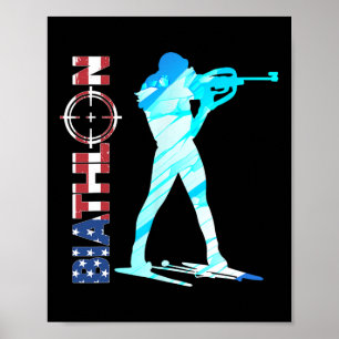 Affiche Biathlon Usa Drapeau Vêtements American Cross-coun