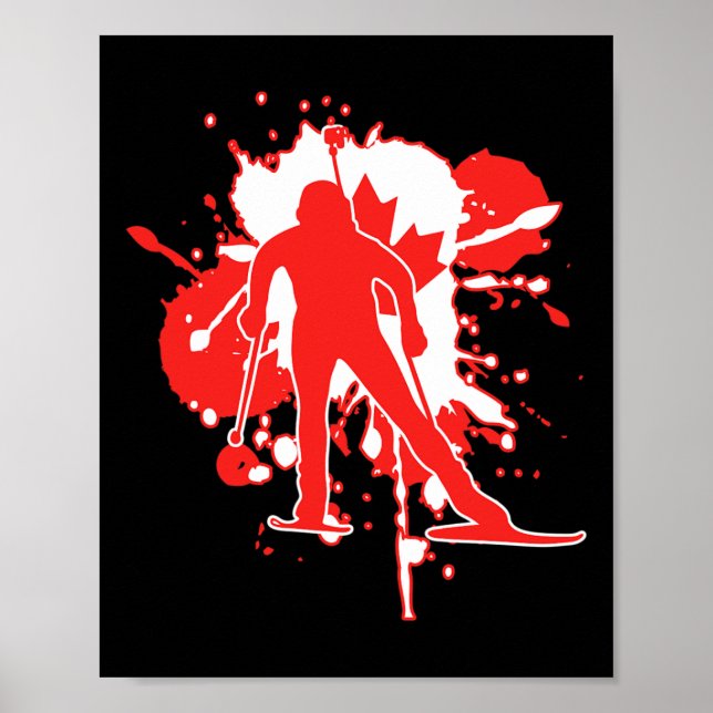 Affiche Biathloniste du drapeau du Canada - Biathlon canad (Devant)