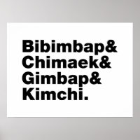 Bibimbap & Chimaek & Gimbap & Kimchi. Aliments cor